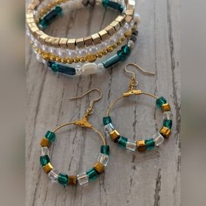 ʜᴀɴᴅᴍᴀᴅᴇ ᴍᴇᴍᴏʀʏ ᴡɪʀᴇ ʙᴇᴀᴅᴇᴅ ʙʀᴀᴄᴇʟᴇᴛ With Matching Earrings